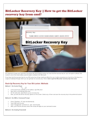 BitLocker Recovery Key | How to get the BitLocker recovery?