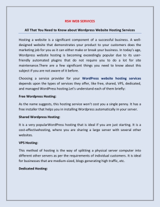 All That You Need to Know about Wordpress Website Hosting Services