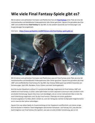 Wie viele Final Fantasy-Spiele gibt es?