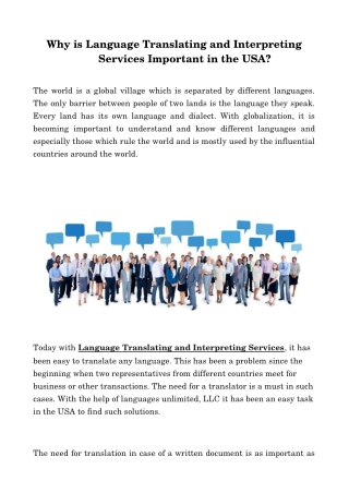 Why is Language Translating and Interpreting Services Important in the USA?