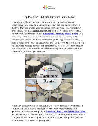 Top Place for Exhibition Furniture Rental Dubai