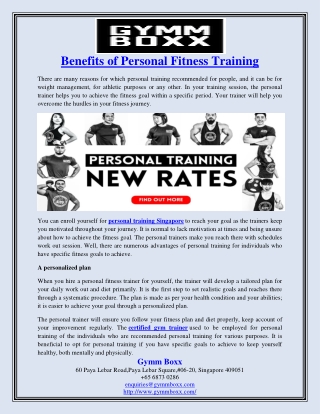Benefits of Personal Fitness Training