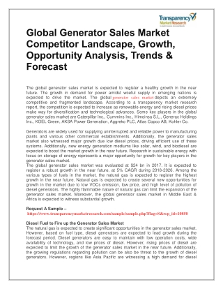 Global Generator Sales Market Competitor Landscape, Growth, Opportunity Analysis, Trends & Forecast