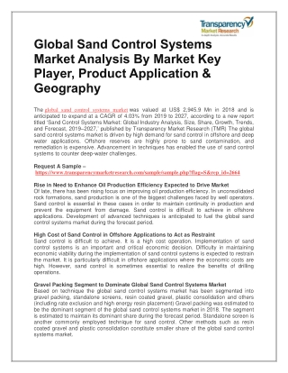 Global Sand Control Systems Market Analysis By Market Key Player, Product Application & Geography