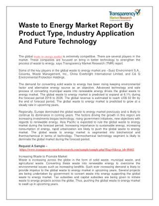 Waste to Energy Market Report By Product Type, Industry Application And Future Technology