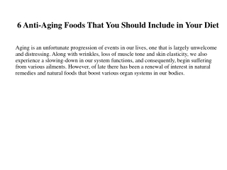 6 Anti-Aging Foods That You Should Include in Your Diet