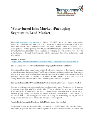 Water-based Inks Market :Packaging Segment to Lead Market