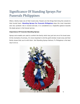 Standing Sprays For Funerals Philippines
