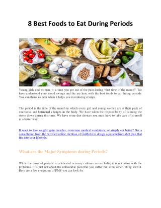 8 Best Foods to Eat During Periods