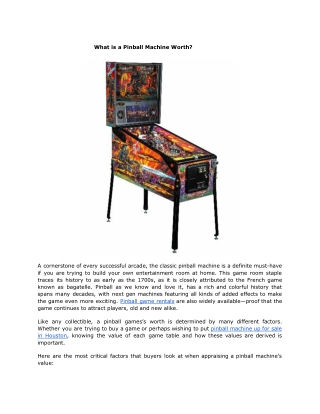 What is a Pinball Machine Worth?