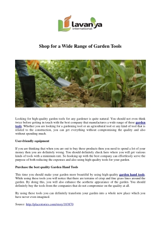 Shop for a Wide Range of Garden Tools