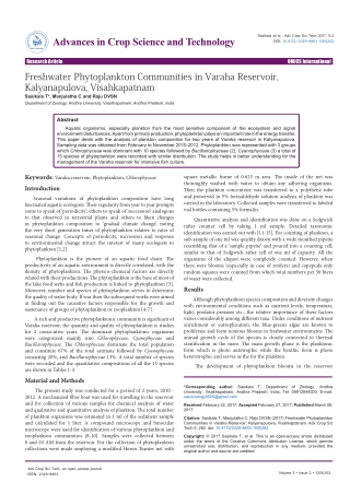 Freshwater Phytoplankton Communities in Varaha Reservoir, Kalyanapulova, Visahkapatnam