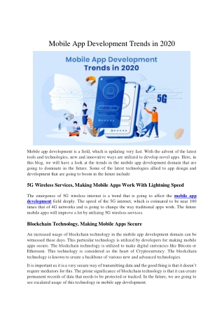 Mobile App Development Trends in 2020