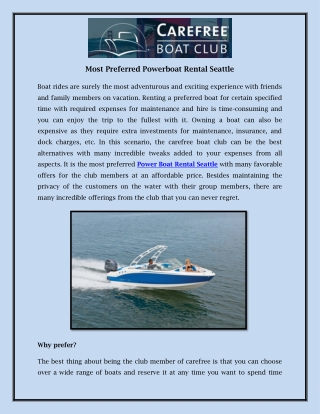 Most Preferred Powerboat Rental Seattle