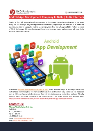 Android App Development Services India-India Internets