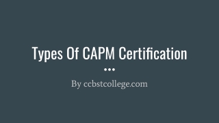 Types of capm certification