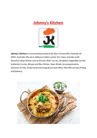 5% Off - Johnny's Kitchen Menu - Indian Restaurant Parkside, SA