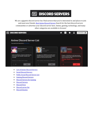 List of Anime Discord Servers