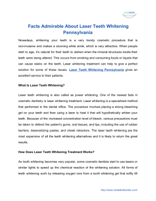 Admirable Facts About Laser Teeth Whitening Pennsylvania