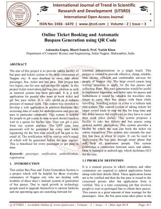 Online Ticket Booking and Automatic Buspass Generation using QR Code