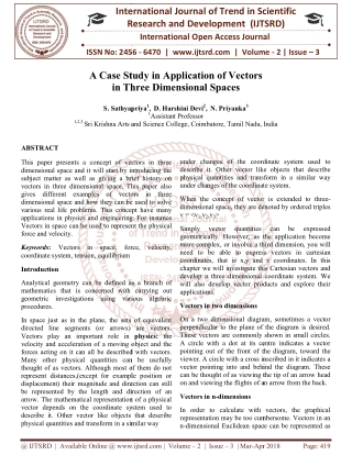 A Case Study in Application of Vectors in Three Dimensional Spaces