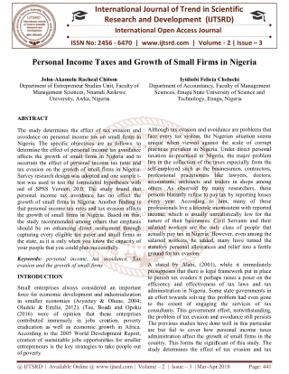 Personal Income Taxes and Growth of Small Firms in Nigeria