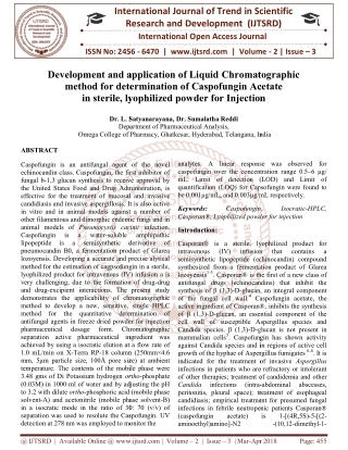 Development and application of Liquid Chromatographic method for determination of Caspofungin Acetate in sterile, lyophi