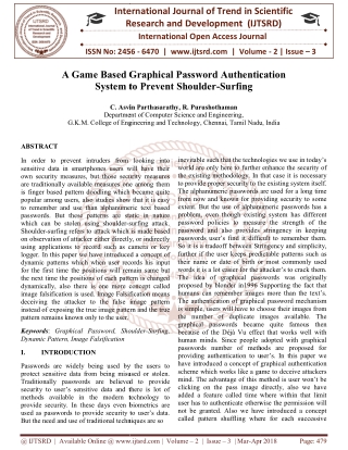 A Game Based Graphical Password Authentication System to Prevent Shoulder Surfing