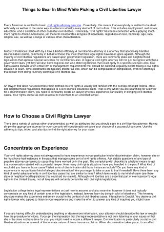 Points to Bear In Mind While Choosing a Civil Liberties Lawyer