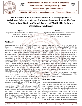 Evaluation of Bioactivecomponents and Antistaphylococcal Activitiesof Ethyl Acetate and Dicloromethanefractions of Morin