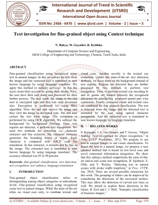 Text investigation for fine grained object using Context technique