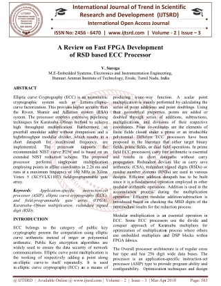 A Review on Fast FPGA Development of RSD based ECC Processor