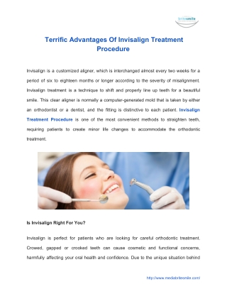 Terrific Advantages Of Invisalign Treatment Procedure