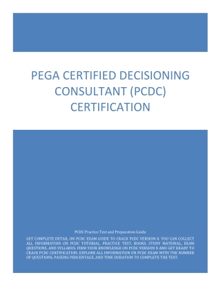 Excellent Learning Guide on Pega Decisioning Consultant (PCDC) Certification