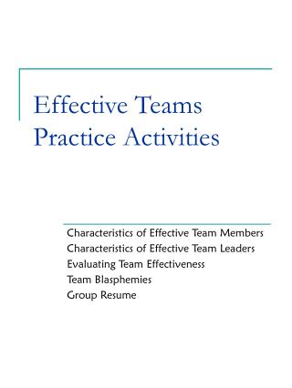 Effective Teams Practice Activities
