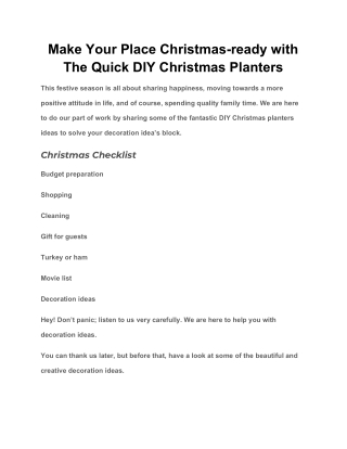 Make Your Place Christmas-ready with The Quick DIY Christmas Planters