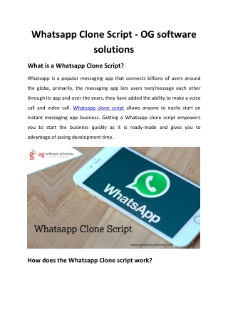 Whatsapp Clone Script - OG software solutions