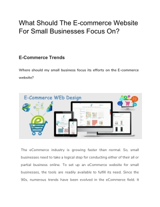 What Should The E-commerce Website For Small Businesses Focus On?