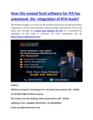 How this mutual fund software for IFA has automized the integration of RTA feeds?