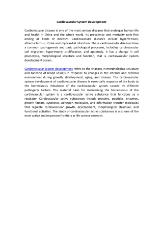 Cardiovascular System Development