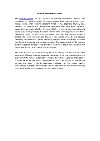 Immune System Development