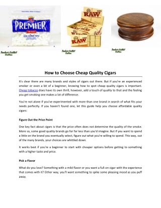 How to Choose Cheap Quality Cigars