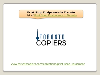 Print Shop Equipments in Toronto