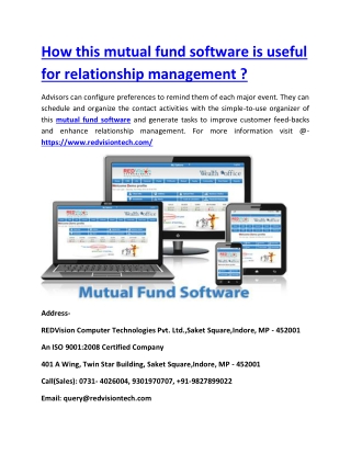 How this mutual fund software is useful for relationship management ?