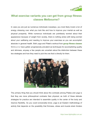 What exercise variants you can get from group fitness classes Melbourne?