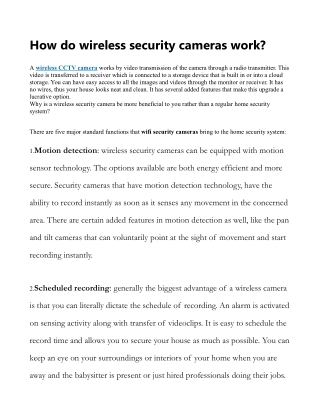 How do wireless security cameras work?