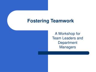 Fostering Teamwork