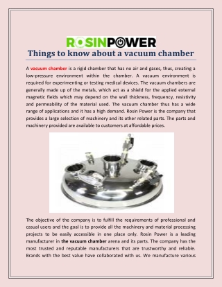 Things to know about a vacuum chamber