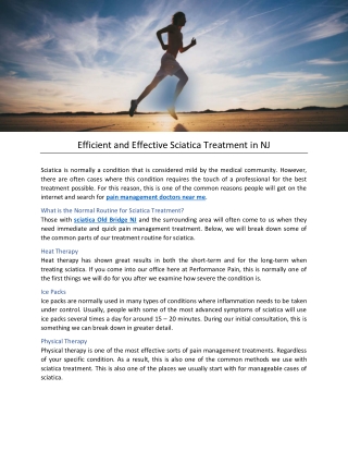 Efficient and Effective Sciatica Treatment in NJ