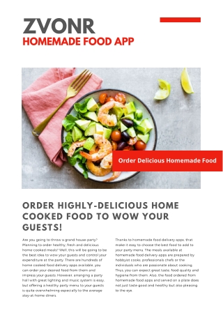 Zvonr: Order Highly-delicious Home Cooked Food to Wow Your Guests